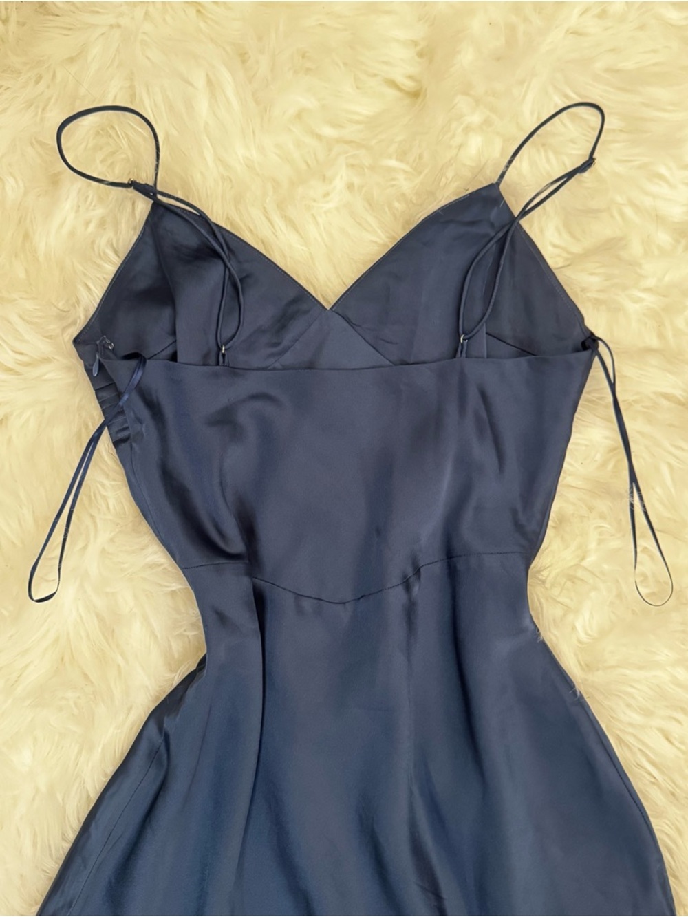 Cotton Candy LA Navy Satin Slip Dress Size M NWOT - Picture 6 of 8